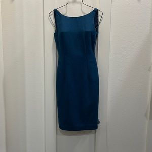 Moschino Women’s Size 6 Blue Wool Dress with Bow & Lace